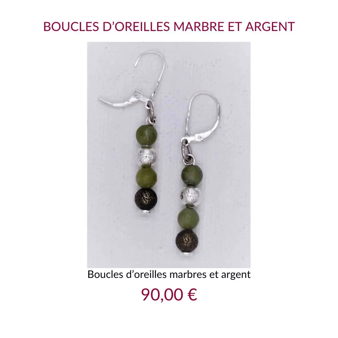 Jez Debugey Boucles d'oreilles marbre et argent