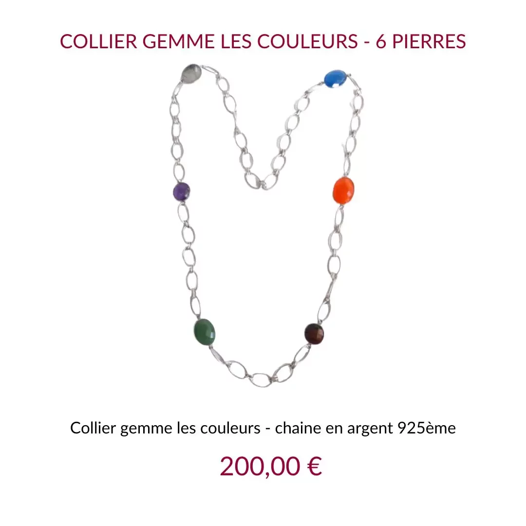 Jez Debugey Collier gemme les couleurs 6 pierres