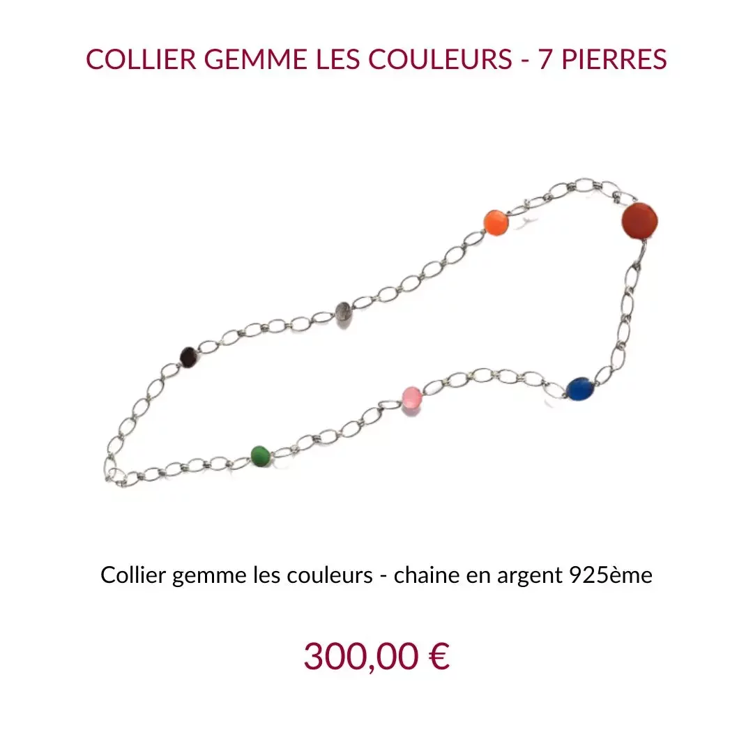 Jez Debugey Collier gemme les couleurs 7 pierres