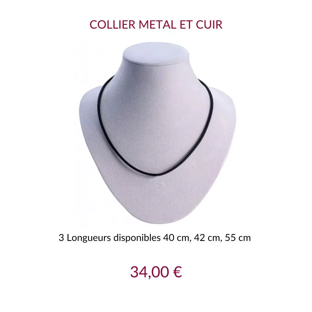 Jez Debugey Collier métal et cuir